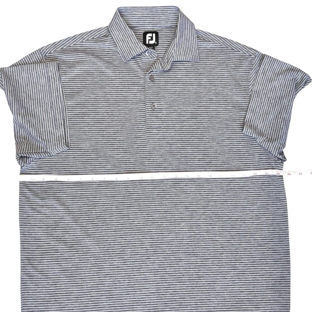 FJ FootJoy Golf Polo Shirt Men’s Medium Heather Gray & White Performance Stretch - Picture 6 of 11